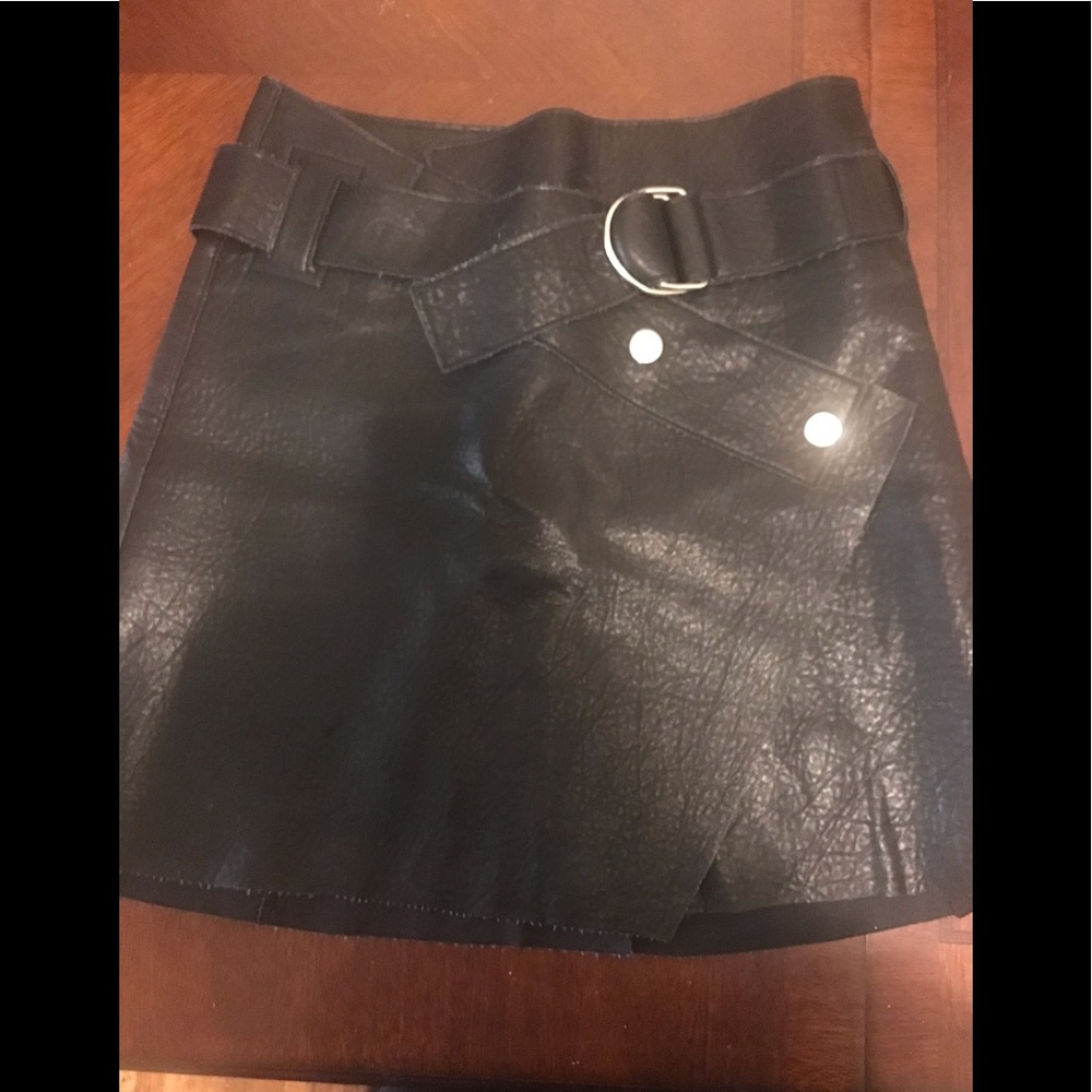 Zara black faux leather wrap skirt